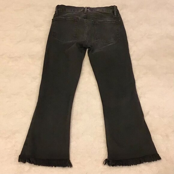 FRAME 24 Le Crop Mini Boot Women’s Jeans Faded Black Frayed Hems Stretch - Picture 5 of 10
